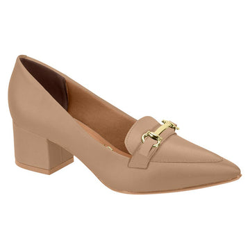 Vizzano 1220-378 Block Heel Pointy Toe Pump in Nude Napa